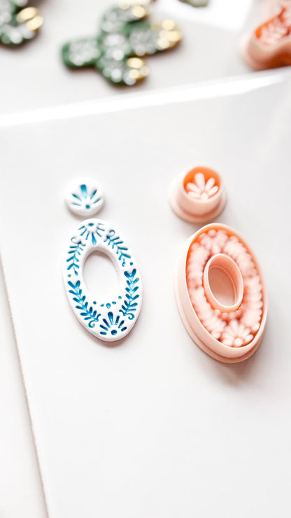 Jardín Oval Clay Cutter: Ornate Floral for Polymer Clay