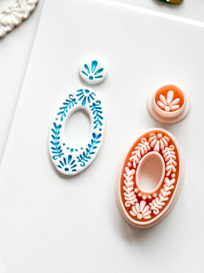 Jardín Oval Clay Cutter: Ornate Floral for Polymer Clay