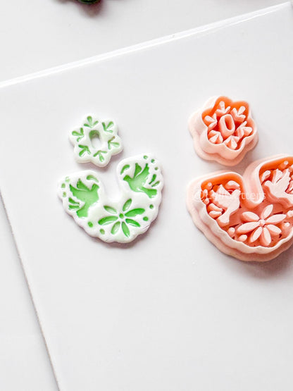 Azulejo Paloma Clay Cutter: Bird and Floral Arch Shape for Polymer Clay