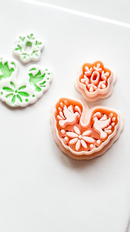 Azulejo Paloma Clay Cutter: Bird and Floral Arch Shape for Polymer Clay