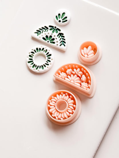 Casa Flor Cutter Set: Floral Geometric Shape for Polymer Clay
