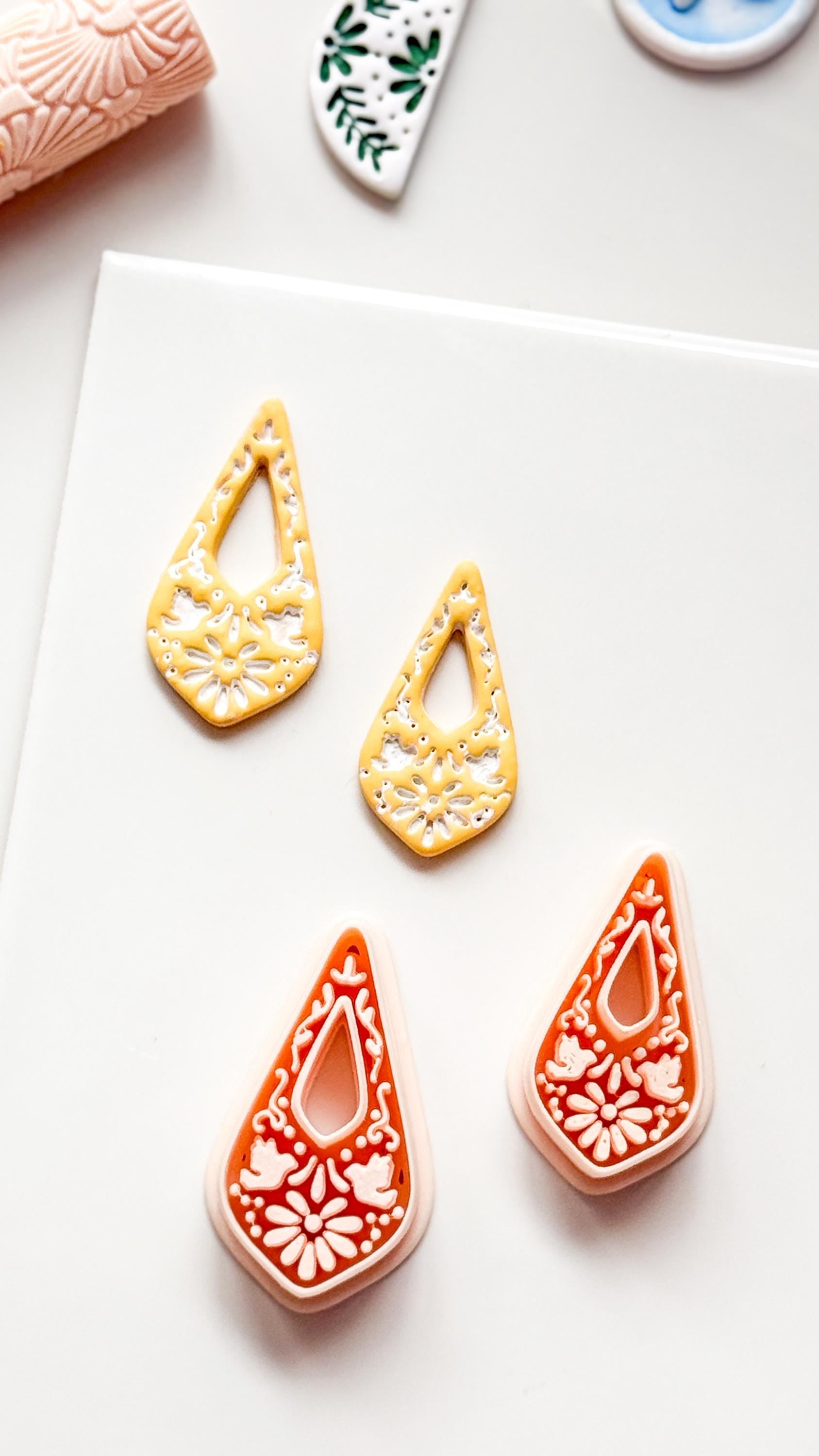 Lágrima Paloma Clay Cutter: Bird and Floral Teardrop Shape for Polymer Clay