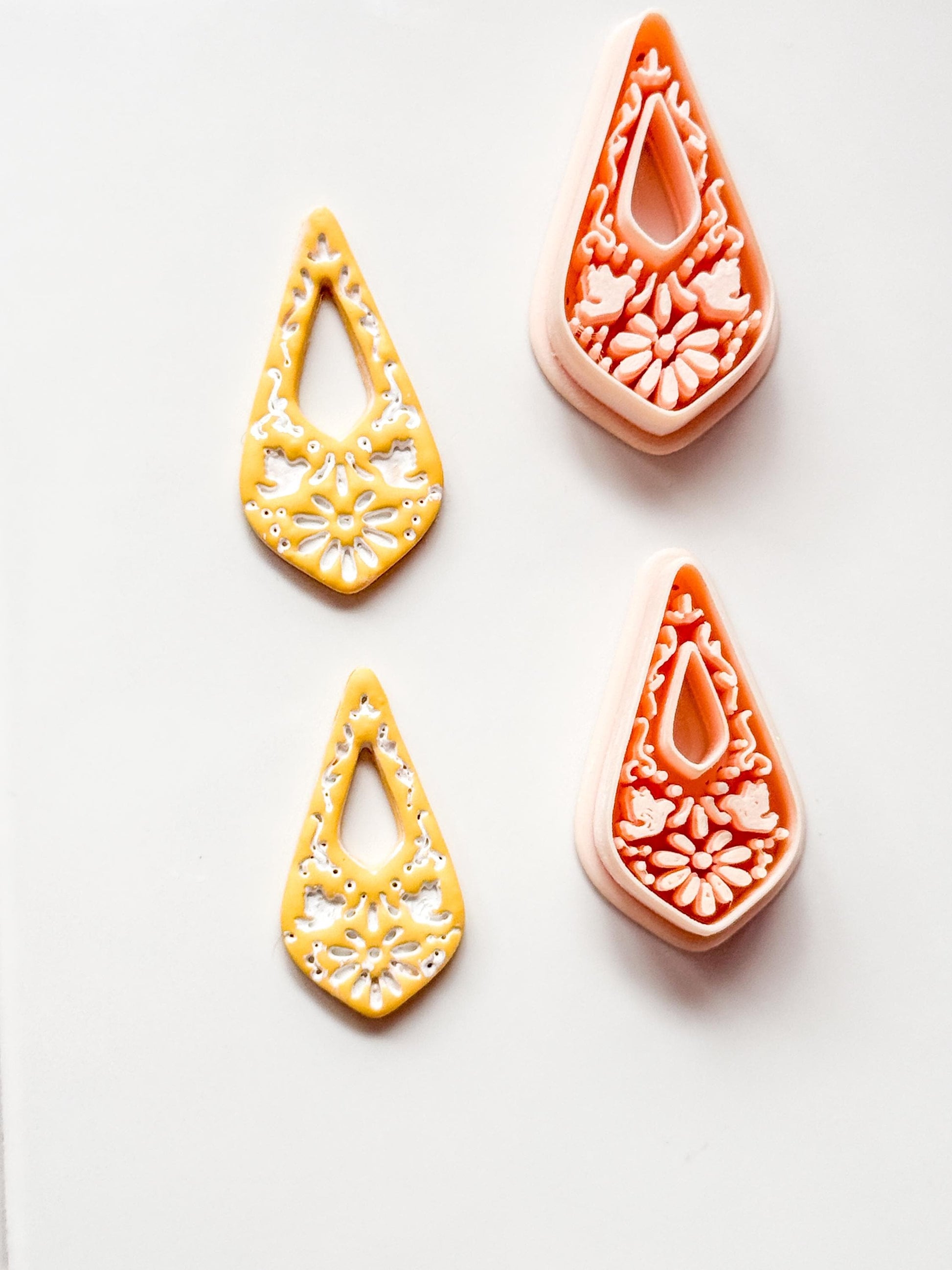 Lágrima Paloma Clay Cutter: Bird and Floral Teardrop Shape for Polymer Clay