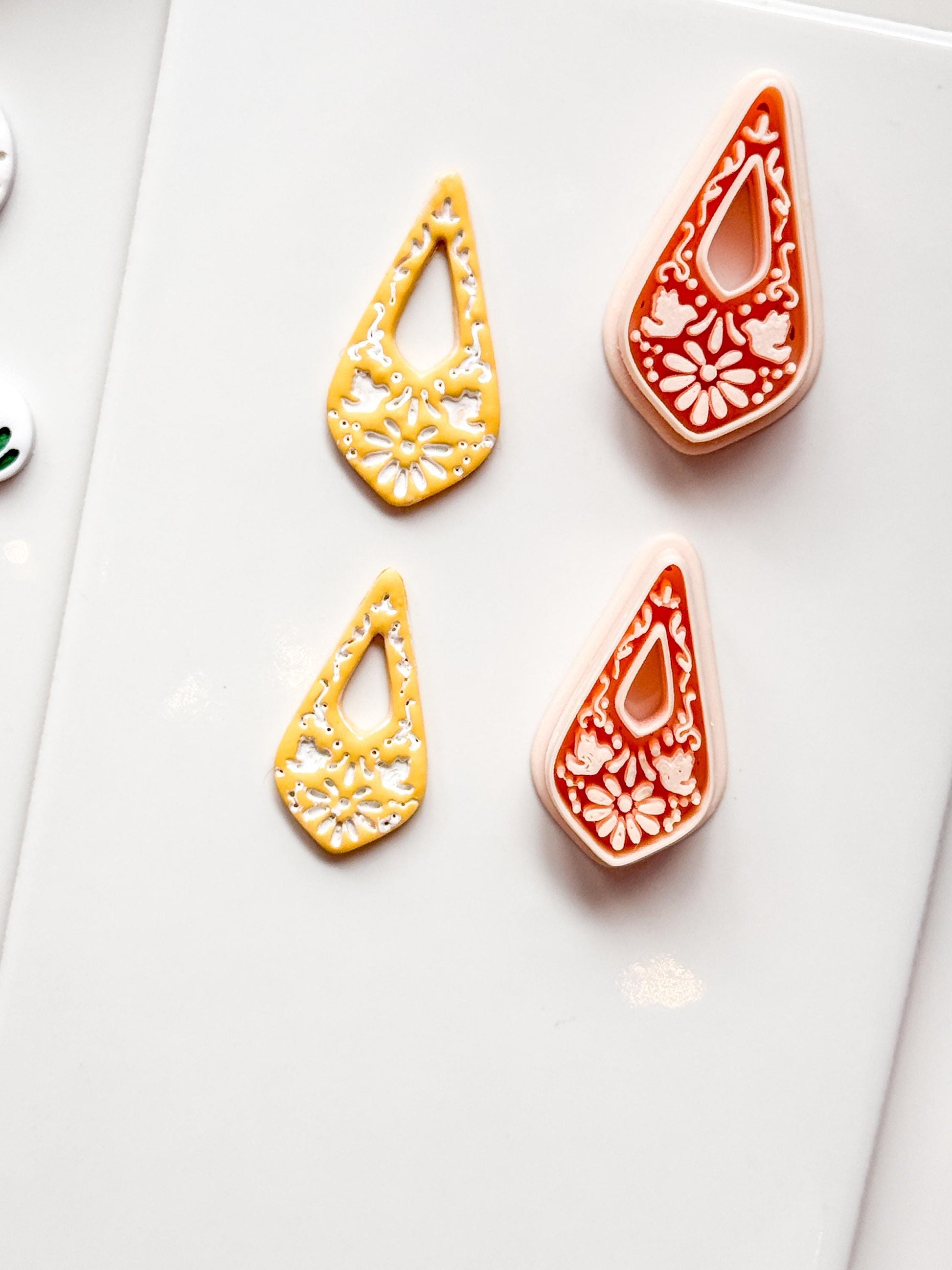 Lágrima Paloma Clay Cutter: Bird and Floral Teardrop Shape for Polymer Clay