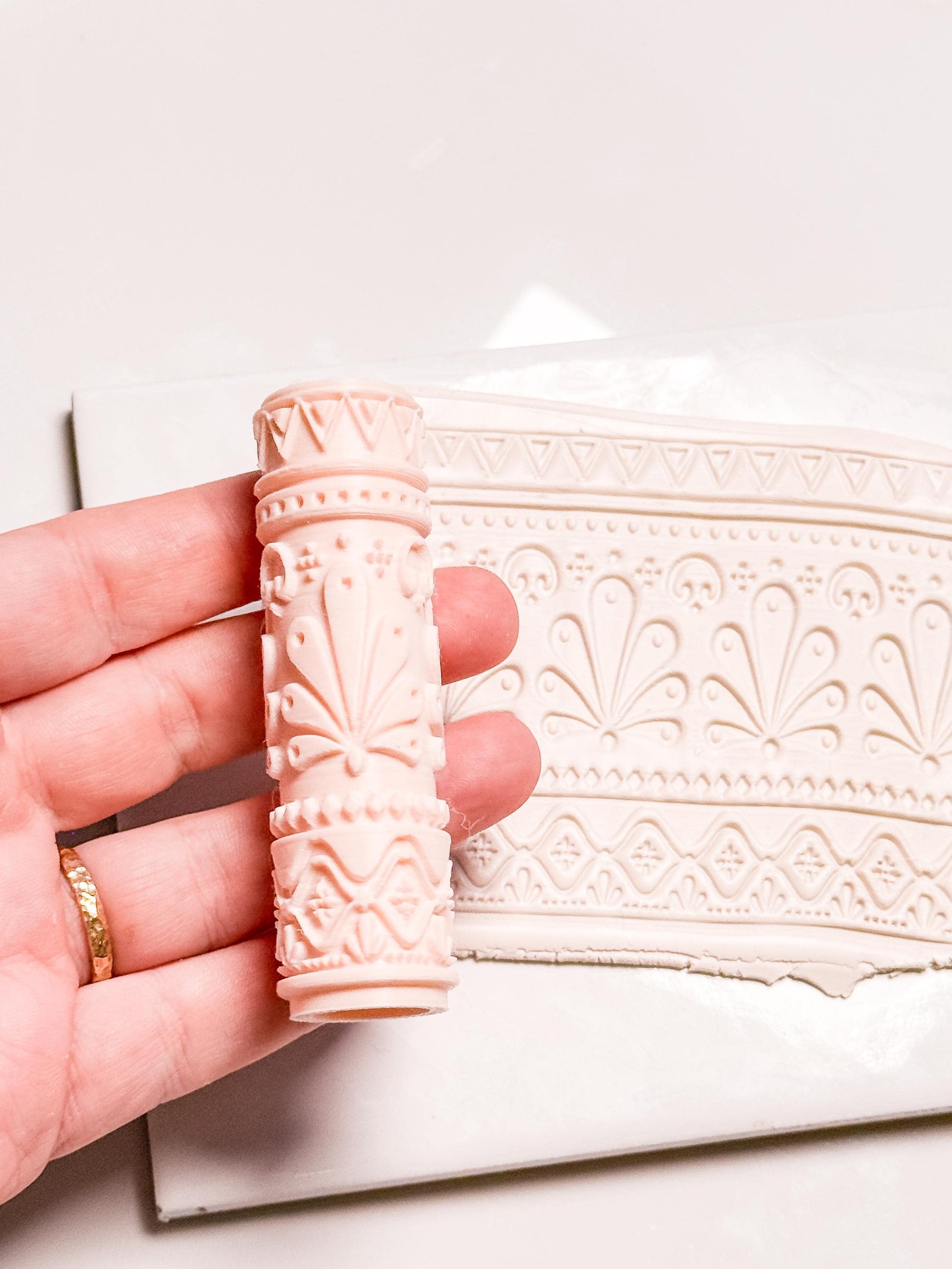 Talavera Tiles Roller: Geometric Pattern Pin for Polymer Clay