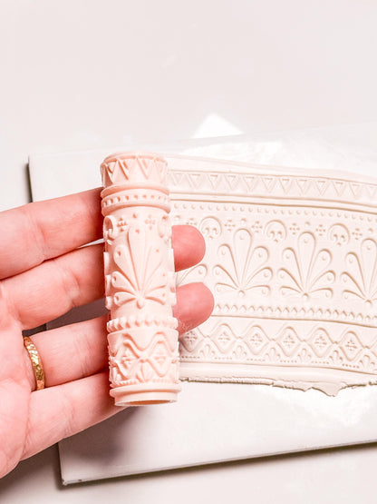 Talavera Tiles Roller: Geometric Pattern Pin for Polymer Clay