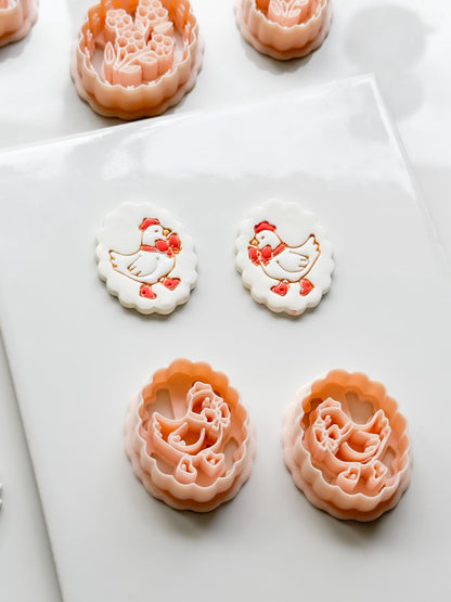 Cutey Chick Cutter: Oval Chicken Earring Shape for Polymer Clay