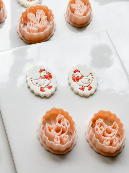 Cutey Chick Cutter: Oval Chicken Earring Shape for Polymer Clay