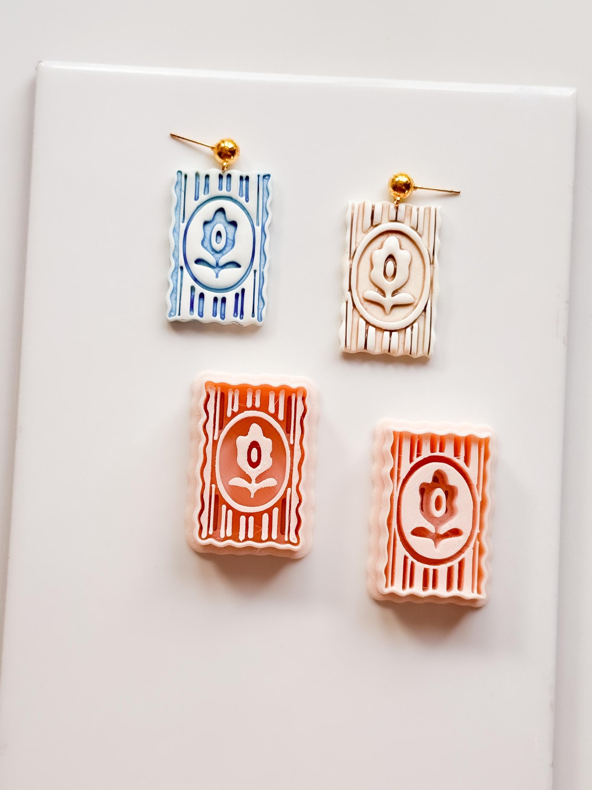 Kiri Stripe Frame Cutter: Scalloped Rectangle Emboss Tool for Polymer Clay