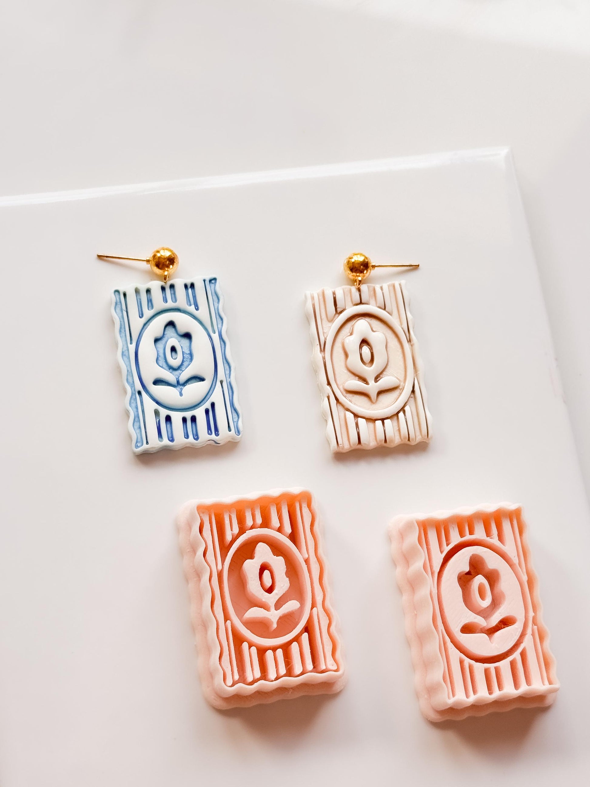 Kiri Stripe Frame Cutter: Scalloped Rectangle Emboss Tool for Polymer Clay