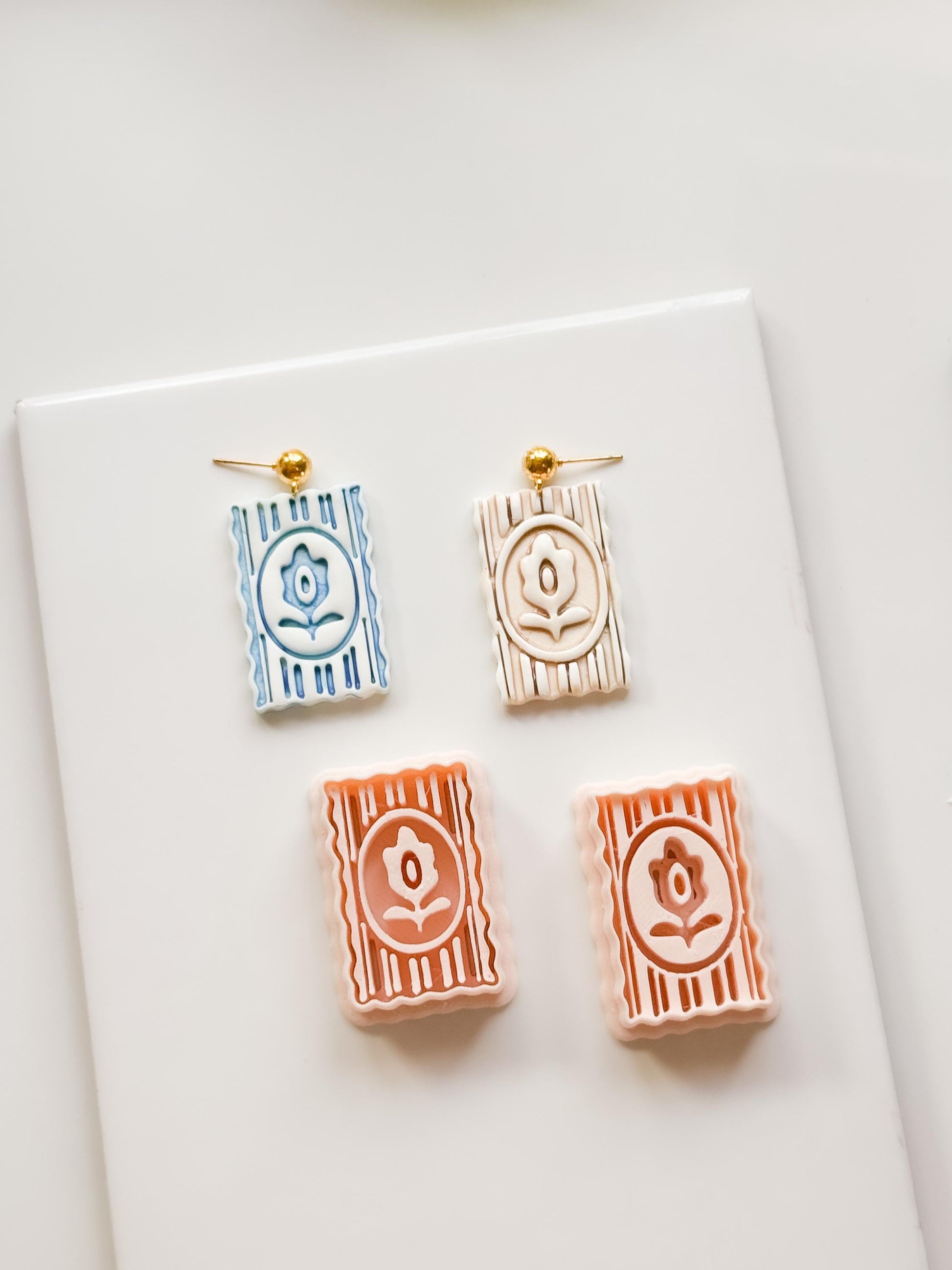 Kiri Stripe Frame Cutter: Scalloped Rectangle Emboss Tool for Polymer Clay