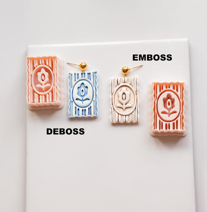 Kiri Stripe Frame Cutter: Scalloped Rectangle Emboss Tool for Polymer Clay