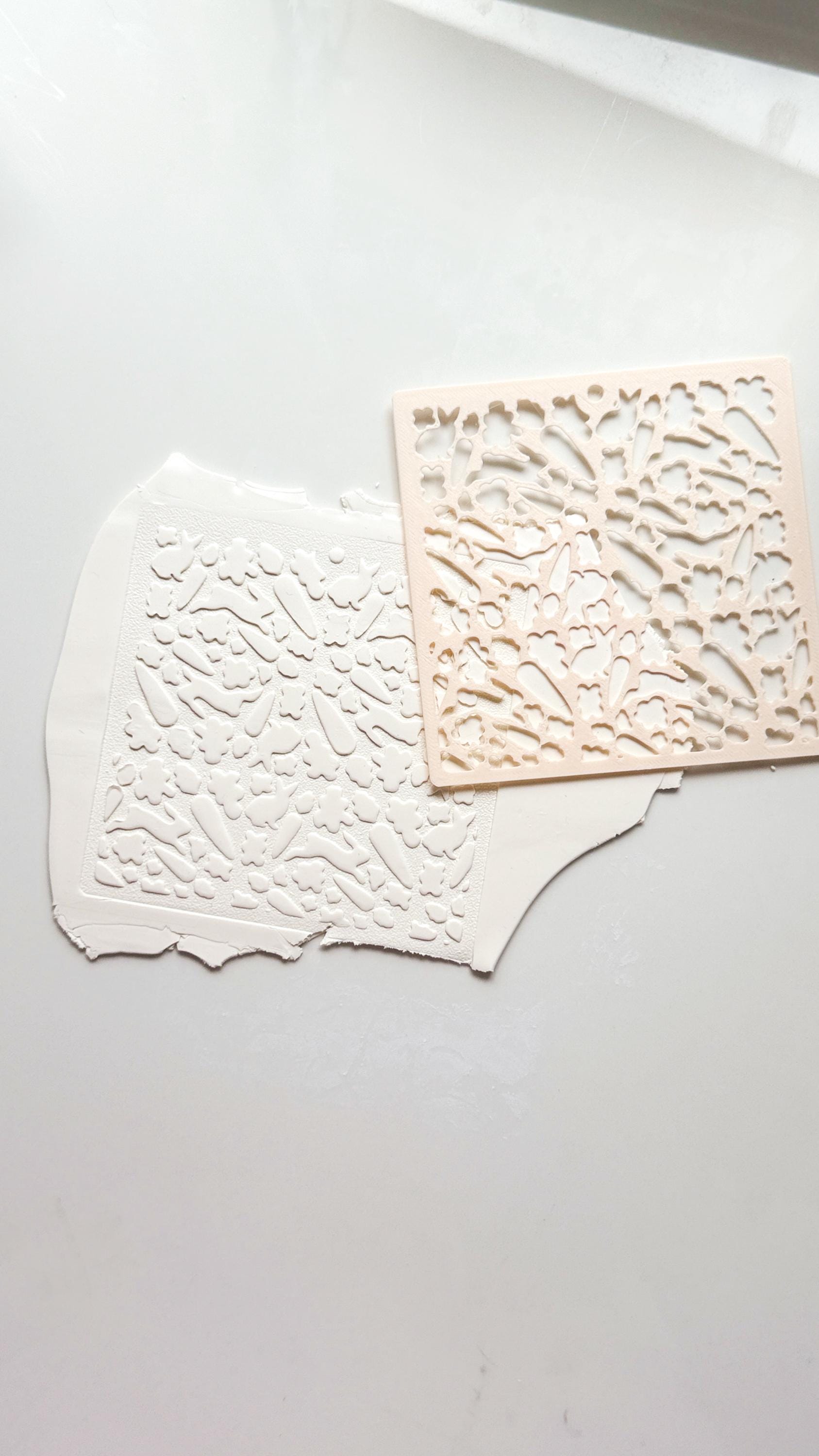 Easter Meadow Stencil: Bunny and Chick Pattern for Polymer Clay