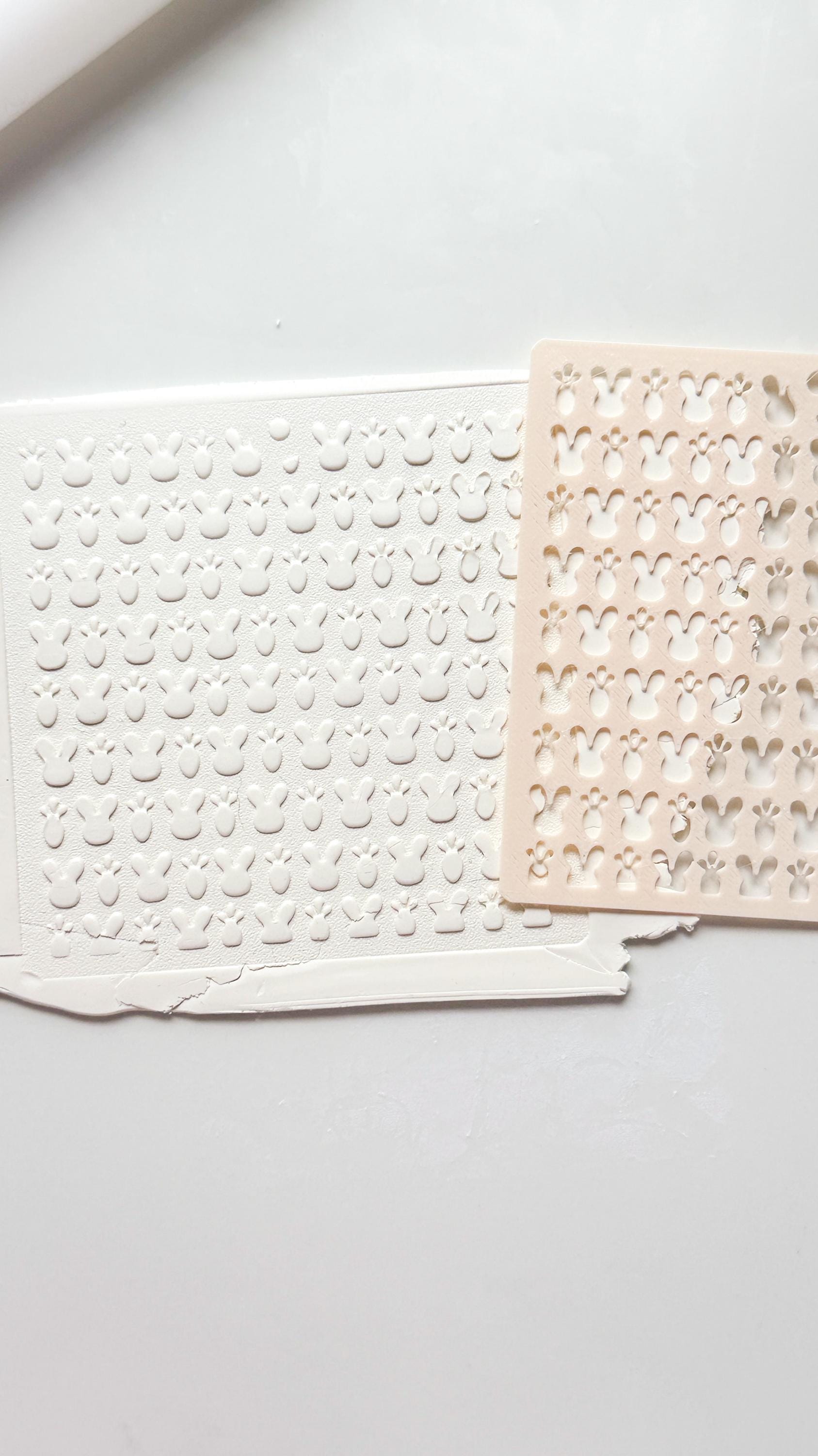 Bunny Face & Carrot Stencil: Easter Pattern Polymer Clay