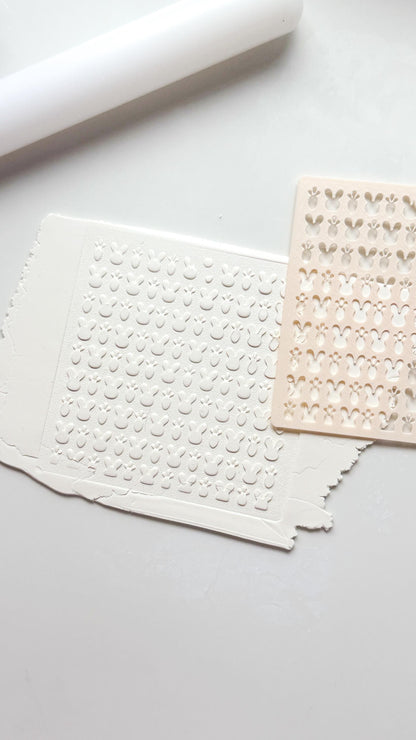 Bunny Face & Carrot Stencil: Easter Pattern Polymer Clay