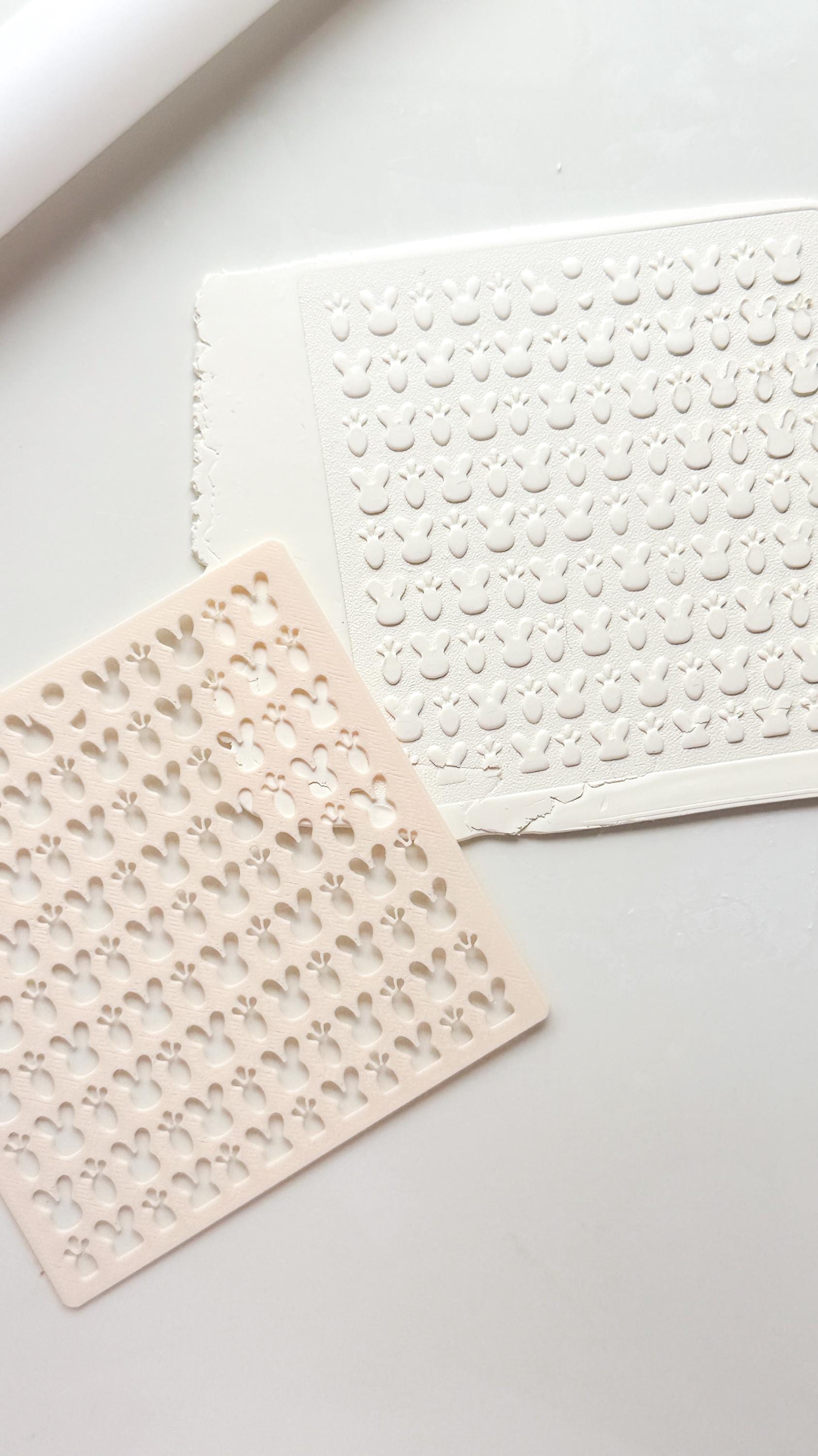 Bunny Face & Carrot Stencil: Easter Pattern Polymer Clay