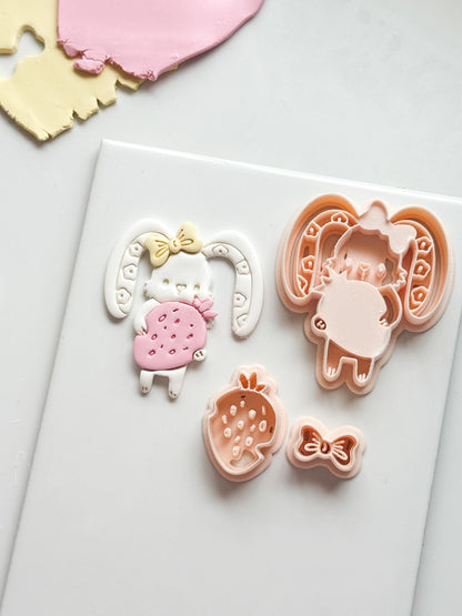 Bunny Berry Cutter: Strawberry Rabbit Shape for Polymer Clay