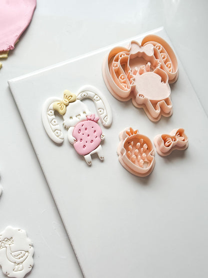 Bunny Berry Cutter: Strawberry Rabbit Shape for Polymer Clay