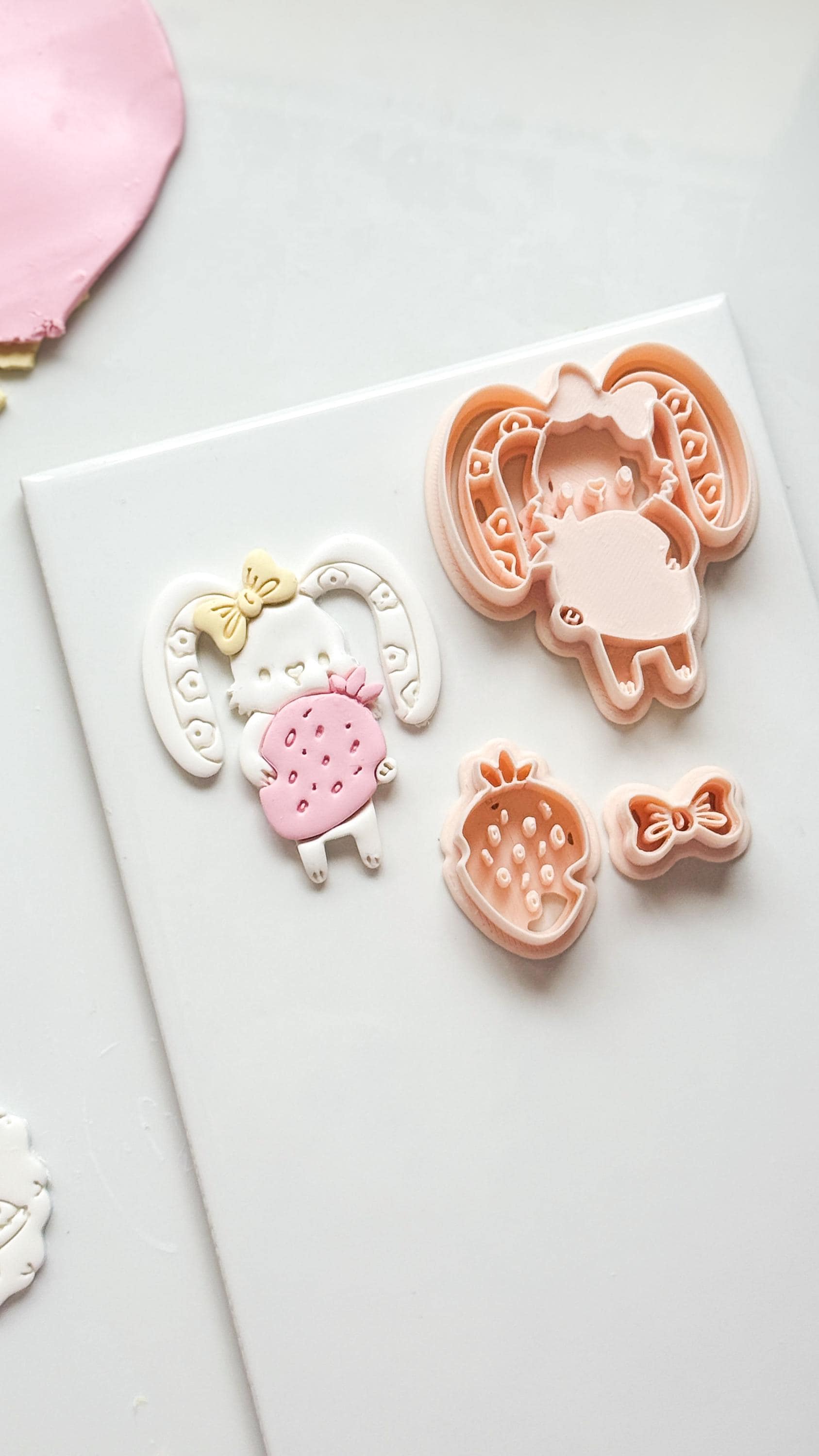 Bunny Berry Cutter: Strawberry Rabbit Shape for Polymer Clay