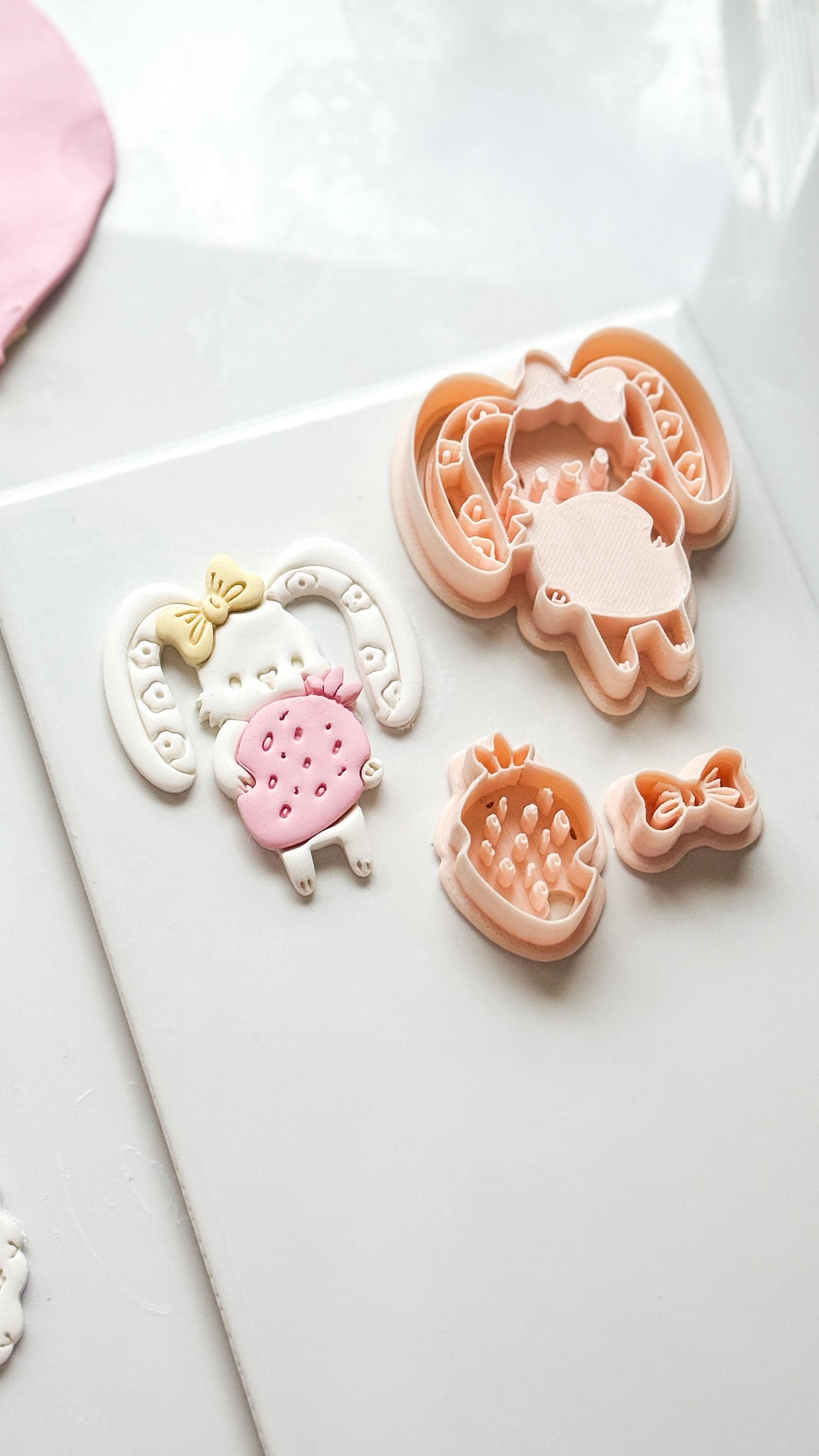 Bunny Berry Cutter: Strawberry Rabbit Shape for Polymer Clay