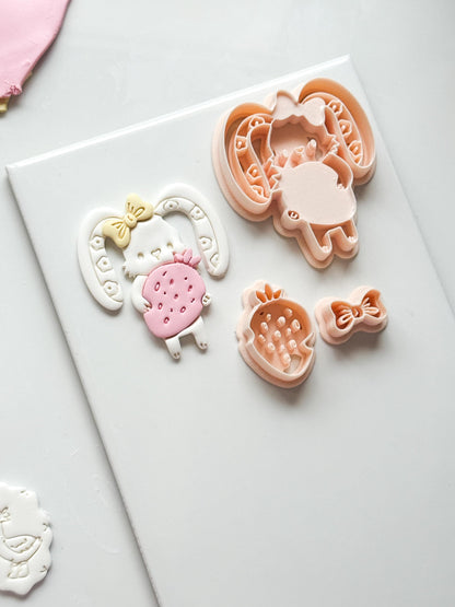 Bunny Berry Cutter: Strawberry Rabbit Shape for Polymer Clay