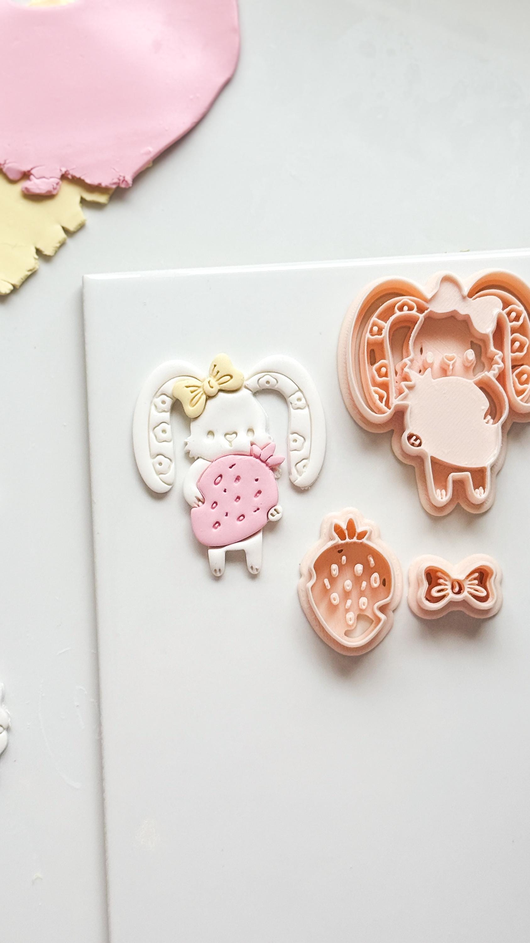 Bunny Berry Cutter: Strawberry Rabbit Shape for Polymer Clay