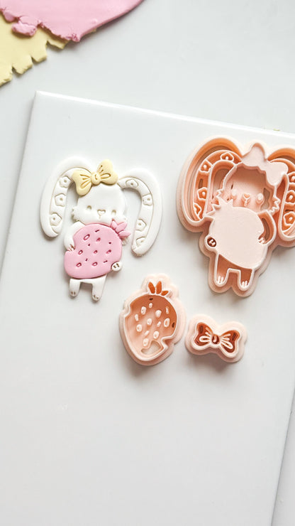 Bunny Berry Cutter: Strawberry Rabbit Shape for Polymer Clay