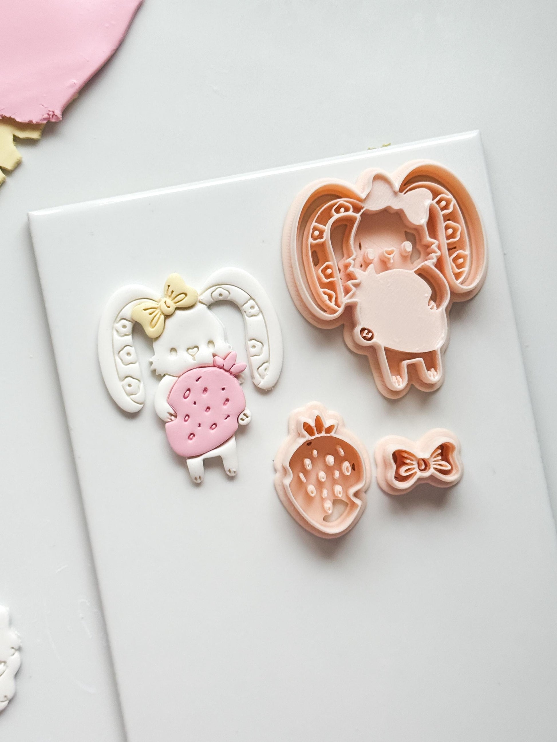 Bunny Berry Cutter: Strawberry Rabbit Shape for Polymer Clay