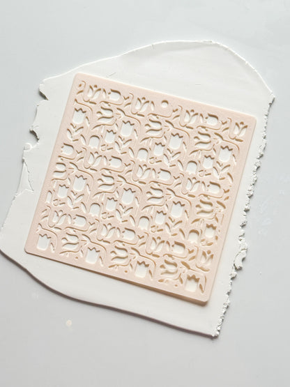 Tulip Dance Stencil: Floral Pattern for Polymer Clay