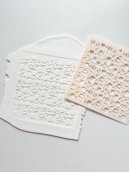 Tulip Dance Stencil: Floral Pattern for Polymer Clay