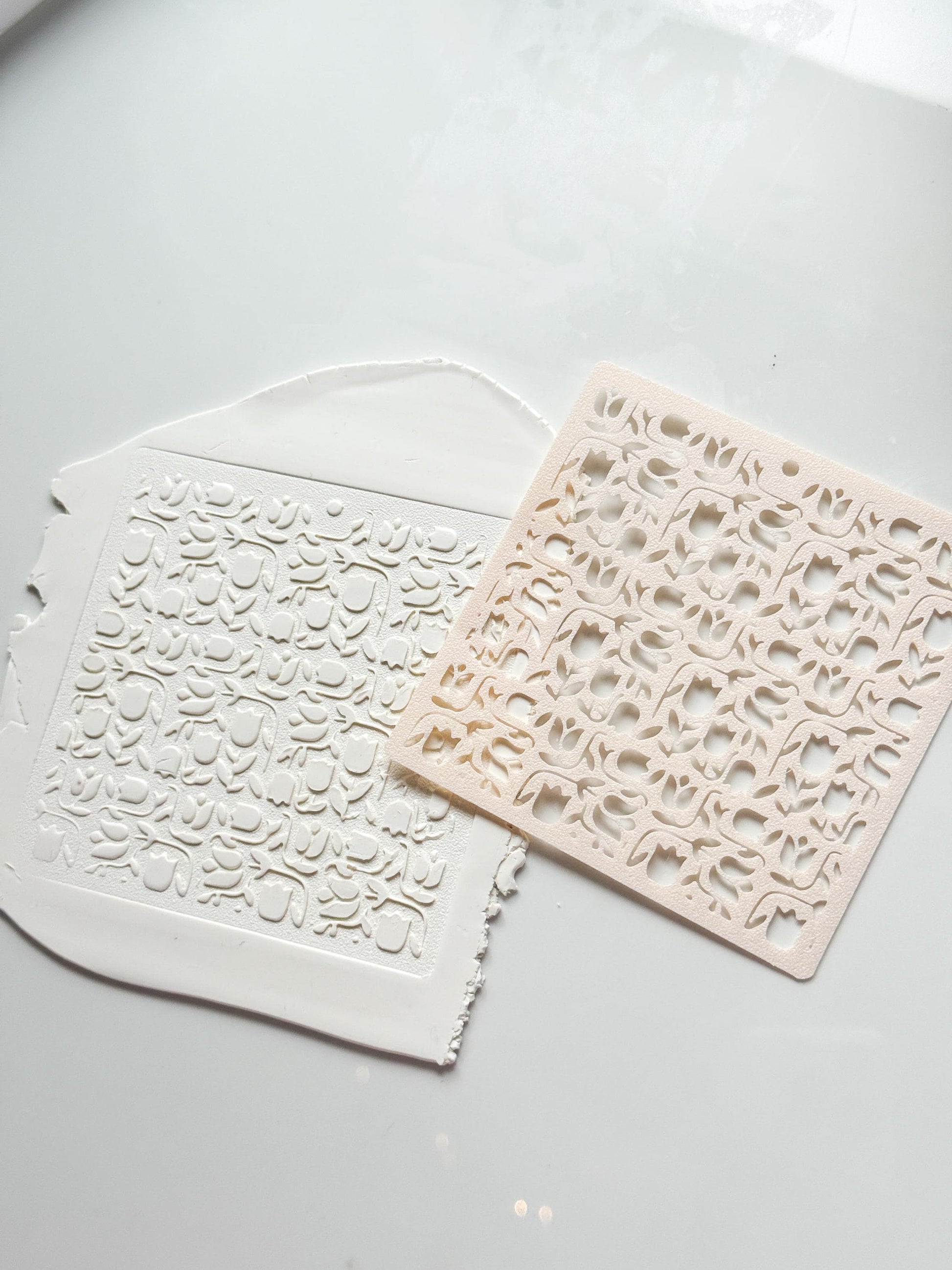 Tulip Dance Stencil: Floral Pattern for Polymer Clay