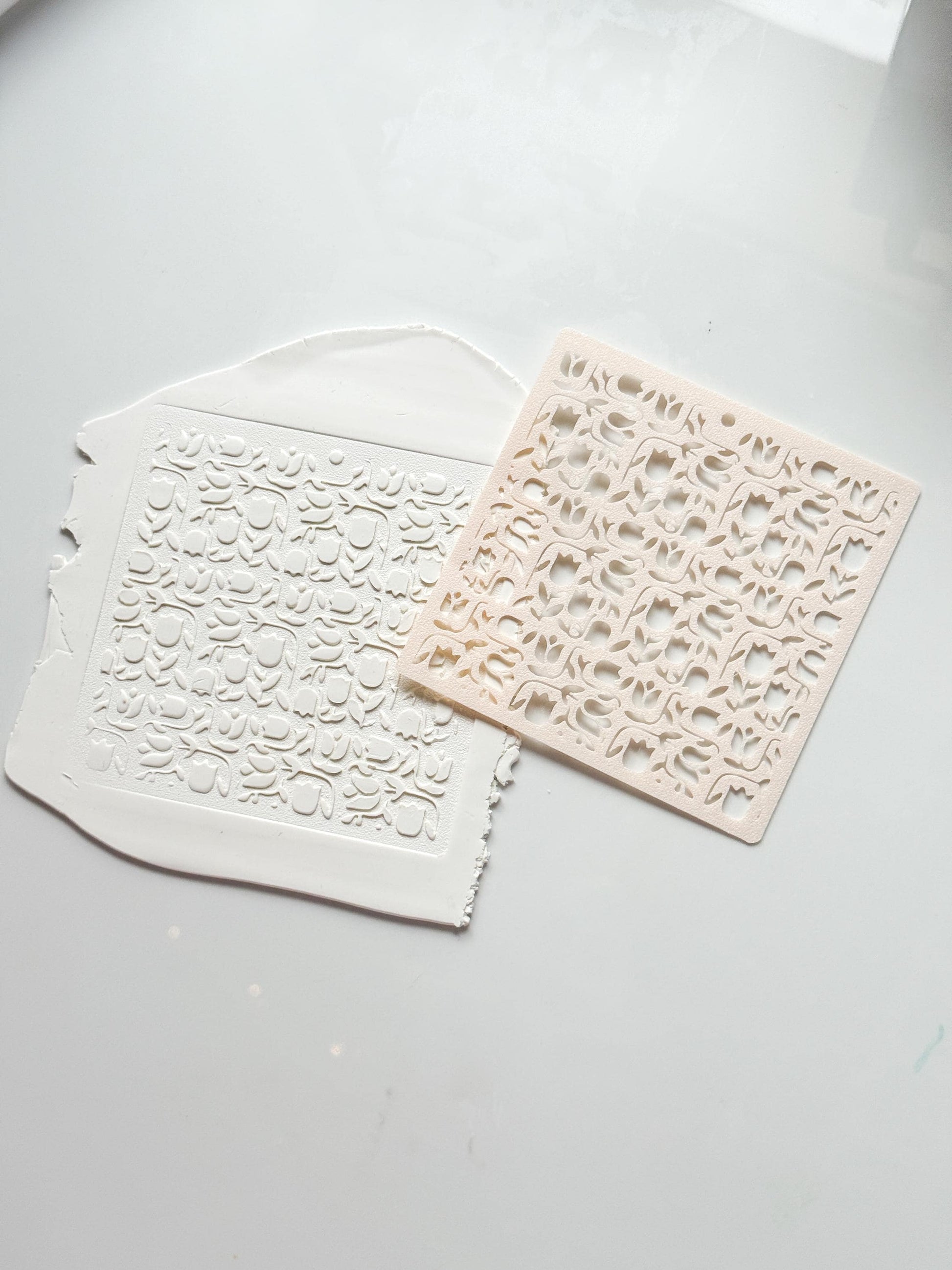 Tulip Dance Stencil: Floral Pattern for Polymer Clay