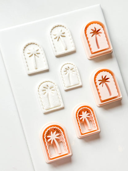 Palm Time Cutter: Deboss & Imprint Tropical Tree Shape for Polymer Clay