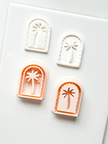 Palm Time Cutter: Deboss & Imprint Tropical Tree Shape for Polymer Clay
