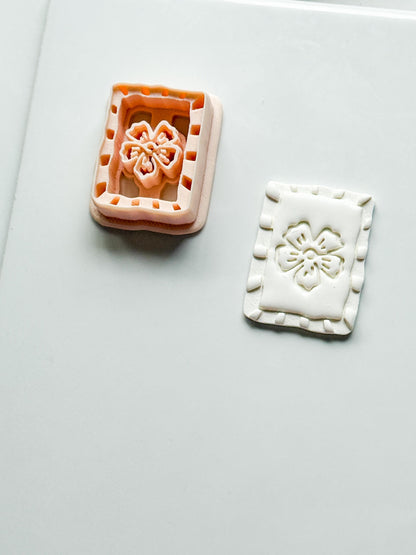 Sari Stripe Frame Cutter: Rectangular Floral Shape for Polymer Clay