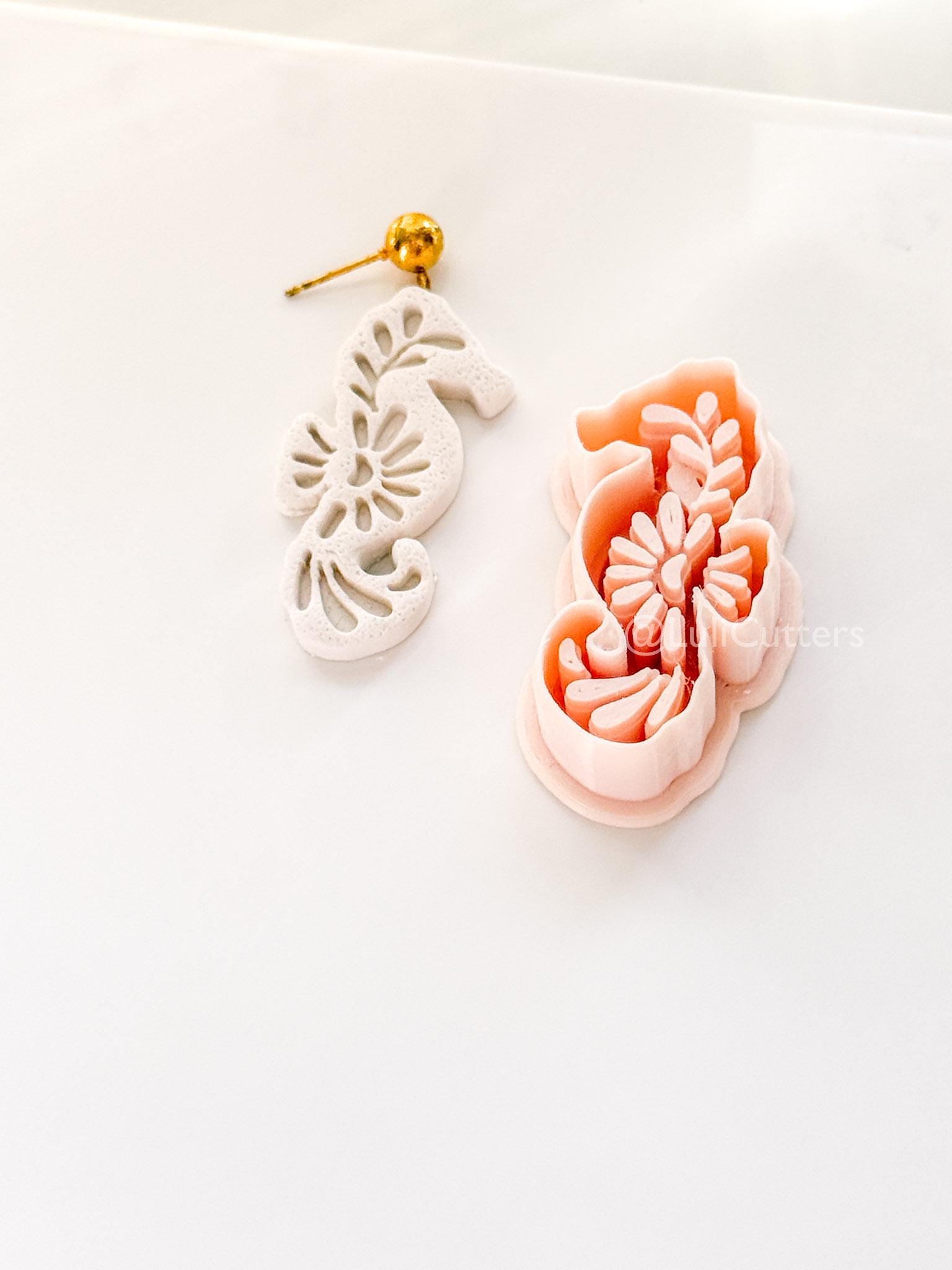 Mavi Seahorse Cutter | Floral Polymer Clay Cutter for Earring Making