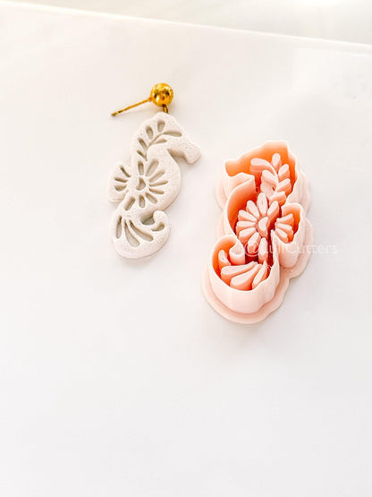 Mavi Seahorse Cutter | Floral Polymer Clay Cutter for Earring Making