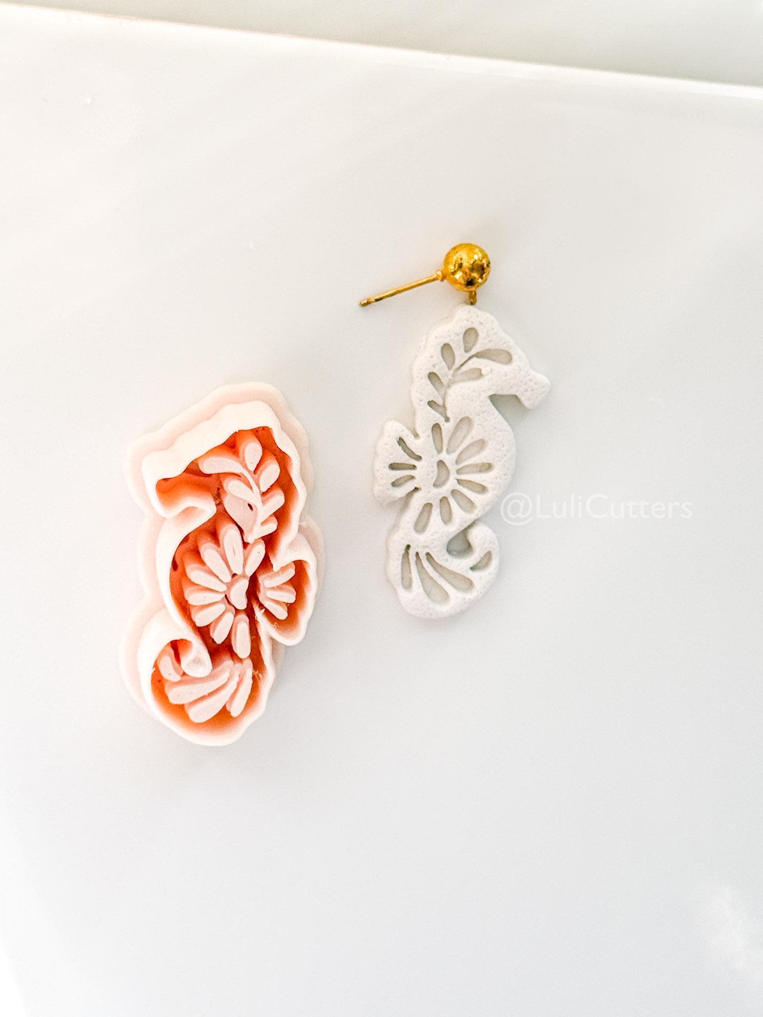 Mavi Seahorse Cutter | Floral Polymer Clay Cutter for Earring Making