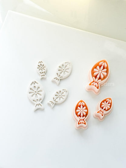 Azura Petal Fish Polymer Clay Cutter: Daisy & Petal Shapes