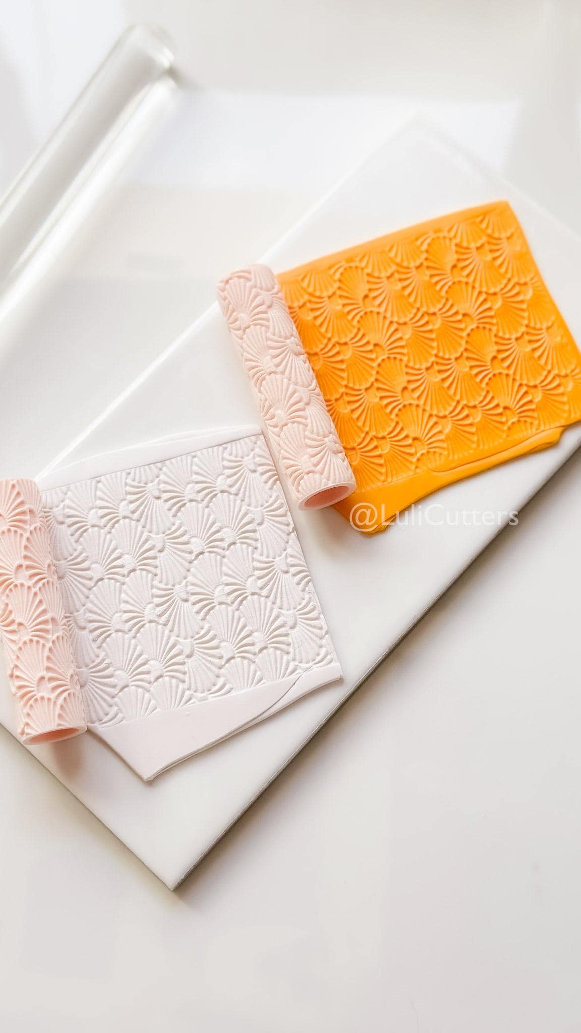 Talavera Rollers: Emboss & Deboss Floral Fan Texture for Polymer Clay
