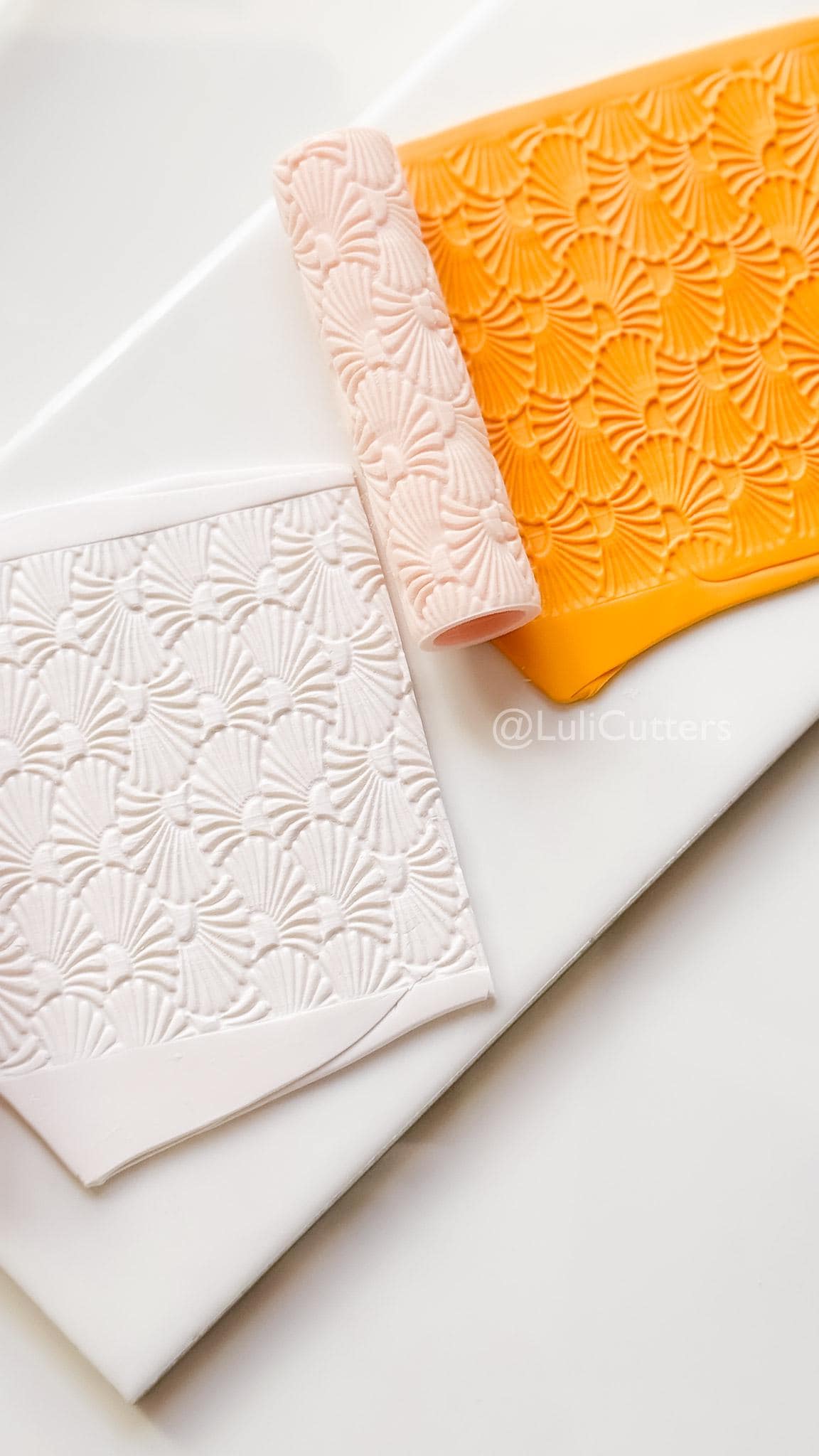 Talavera Rollers: Emboss & Deboss Floral Fan Texture for Polymer Clay