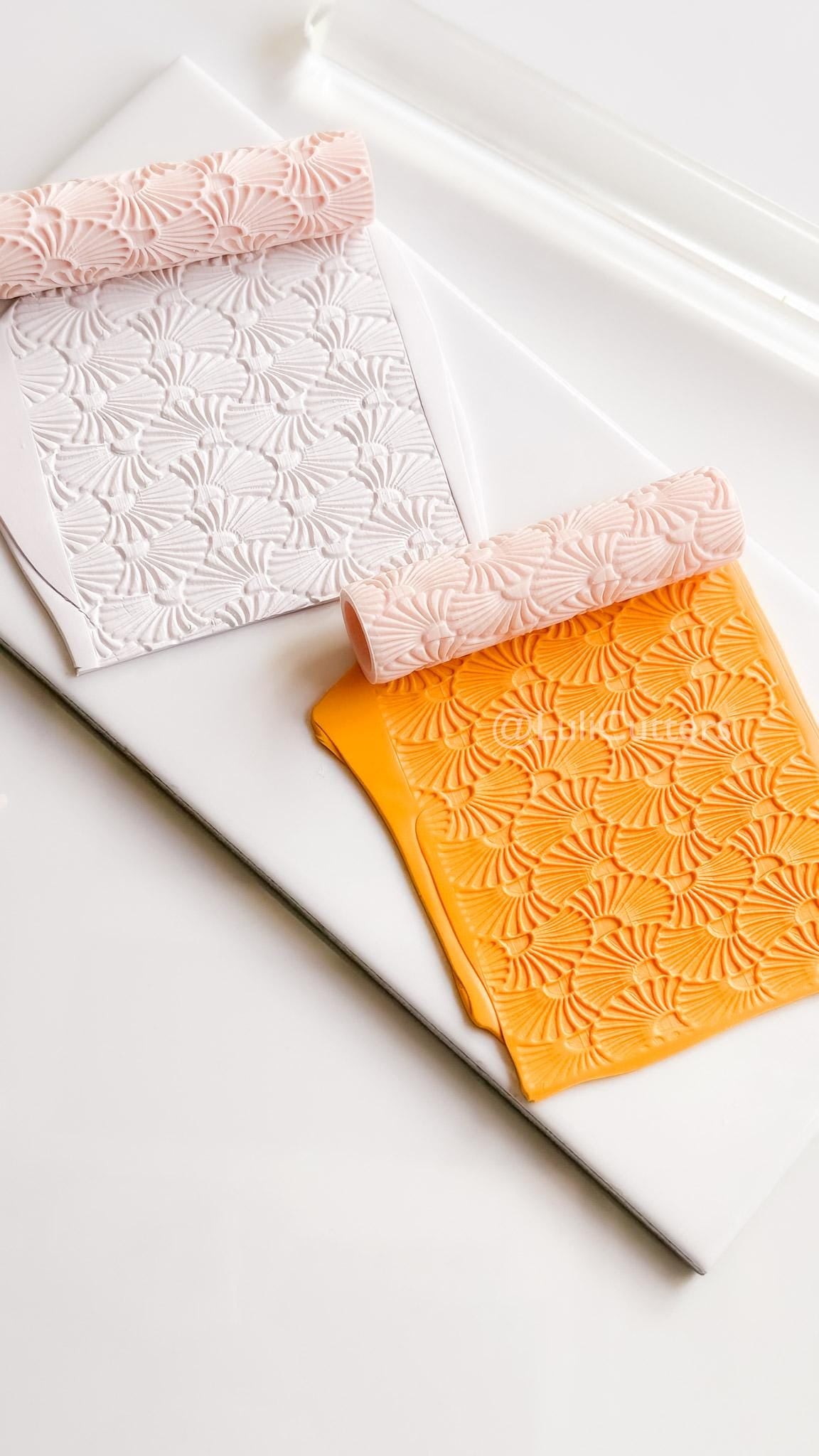 Talavera Rollers: Emboss & Deboss Floral Fan Texture for Polymer Clay