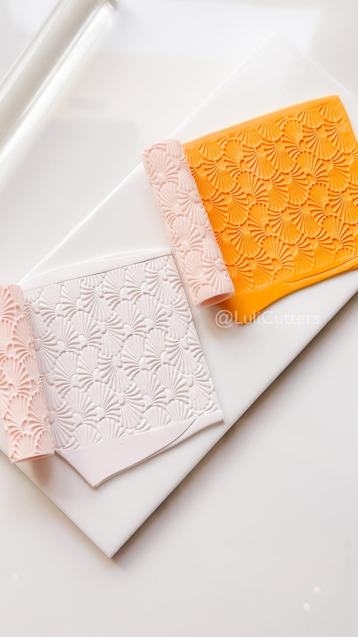 Talavera Rollers: Emboss & Deboss Floral Fan Texture for Polymer Clay
