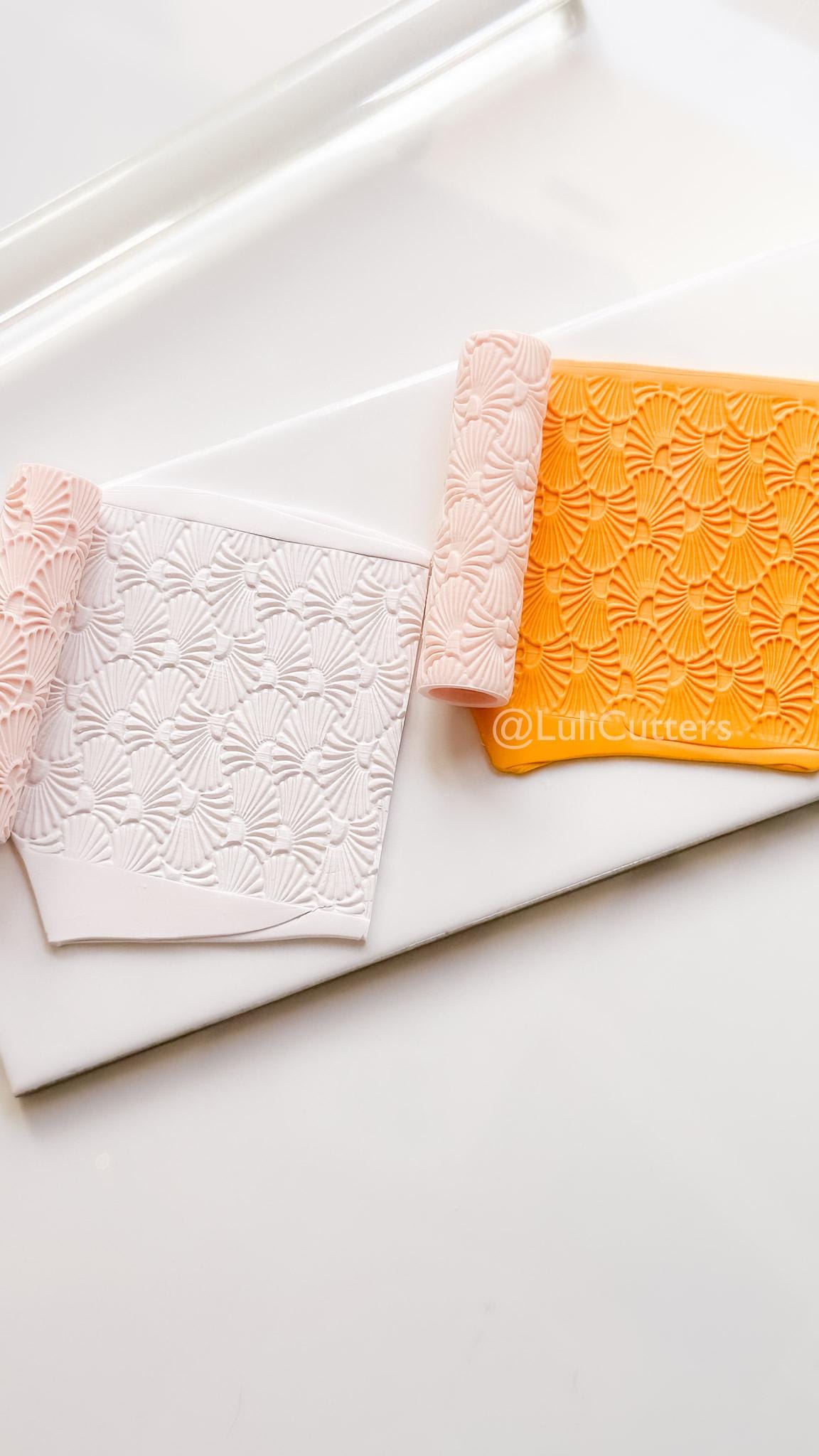 Talavera Rollers: Emboss & Deboss Floral Fan Texture for Polymer Clay