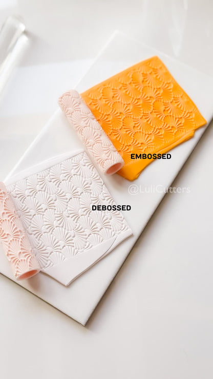 Talavera Rollers: Emboss & Deboss Floral Fan Texture for Polymer Clay