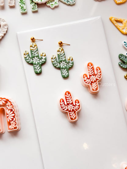 Desert Azulejo Clay Cutter: Saguaro Cactus Floral for Polymer Clay