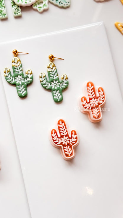 Desert Azulejo Clay Cutter: Saguaro Cactus Floral for Polymer Clay