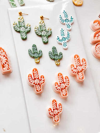 Desert Azulejo Clay Cutter: Saguaro Cactus Floral for Polymer Clay