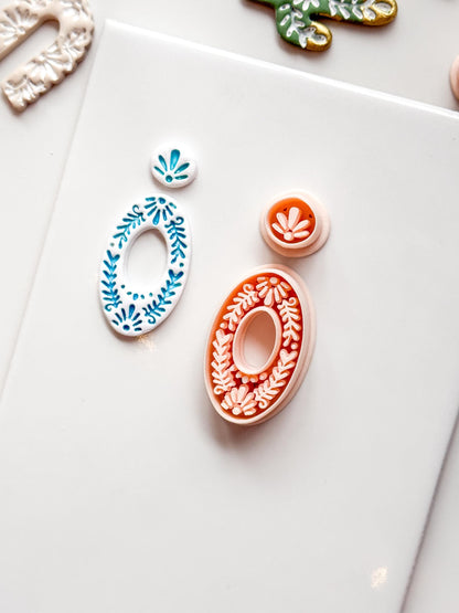 Jardín Oval Clay Cutter: Ornate Floral for Polymer Clay