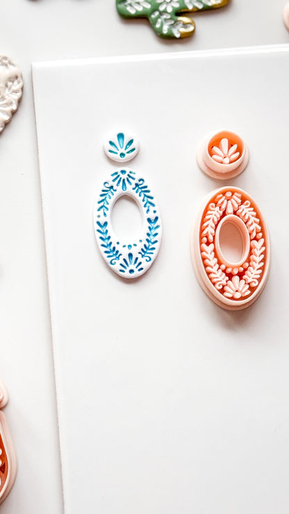 Jardín Oval Clay Cutter: Ornate Floral for Polymer Clay